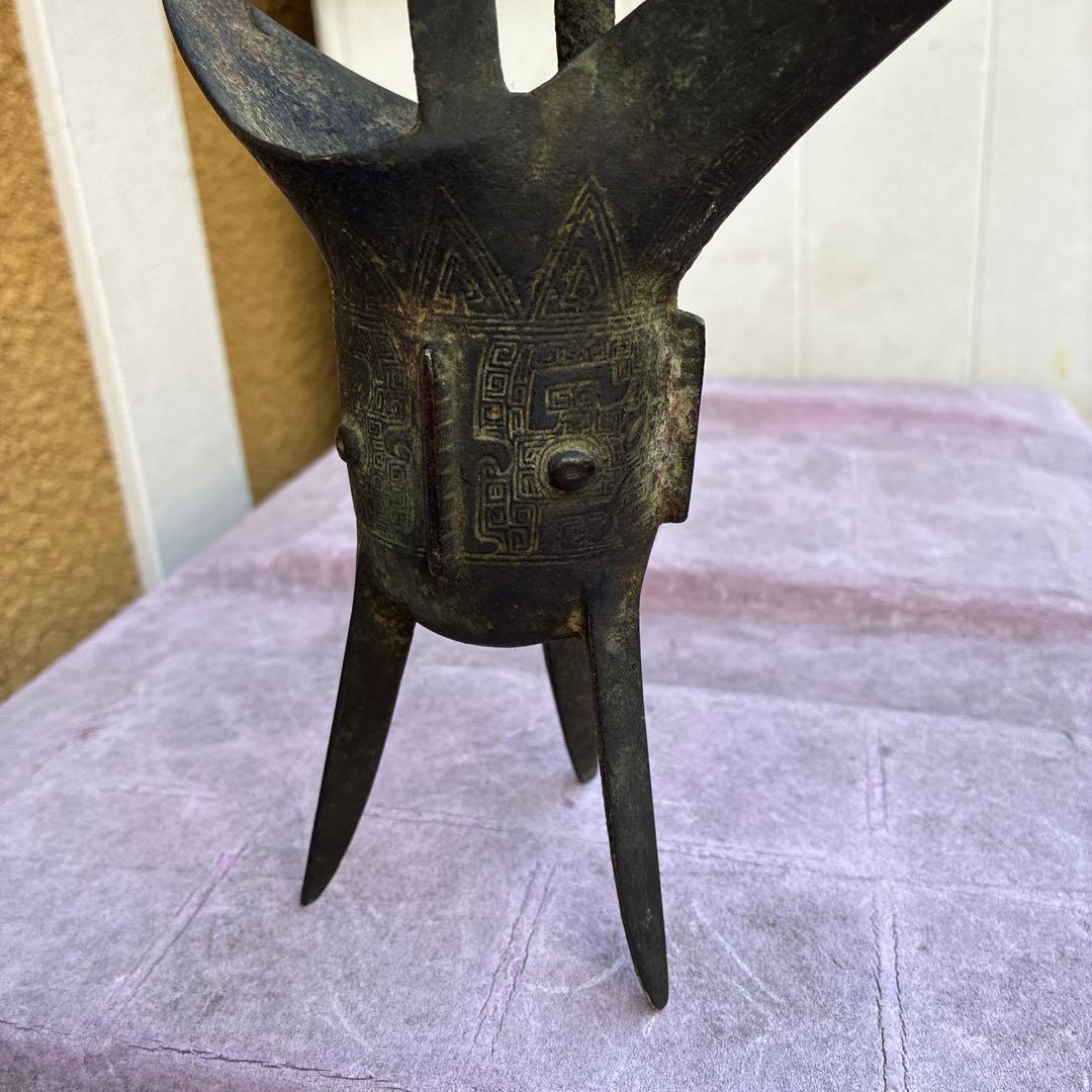 古風な青銅製三脚ワイン容器、ジュエ、宋明朝 三国志覇道　爵杯＆孫堅頭巾