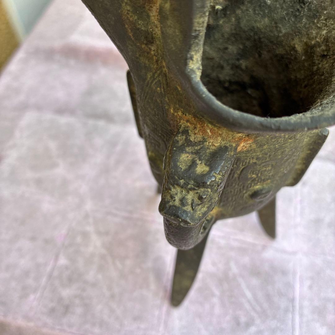 古風な青銅製三脚ワイン容器、ジュエ、宋明朝 三国志覇道　爵杯＆孫堅頭巾