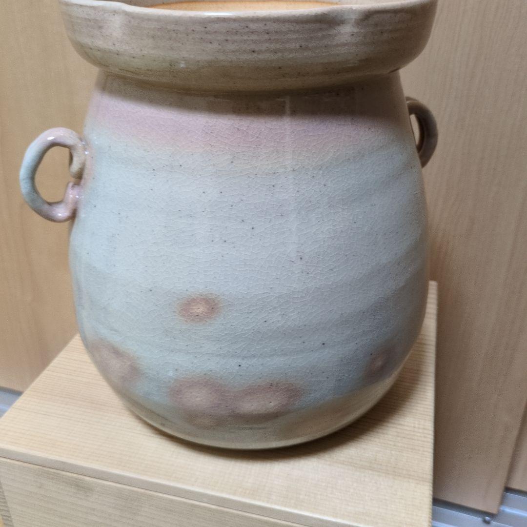 銹絵波文　袋型水指　香舟　栗田口焼　茶道　茶道具