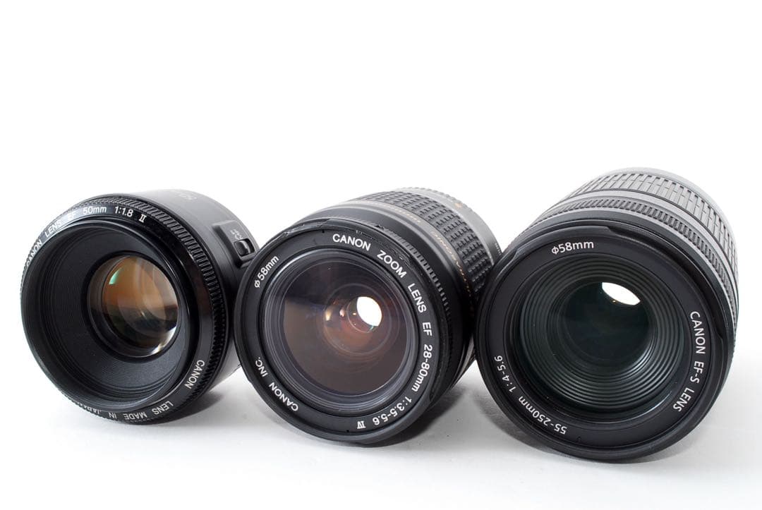 一眼レフカメラcanon kiss x8i 標準&望遠&単焦点レンズセット