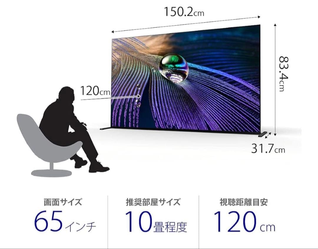 【ブルー】SONY 2021年製 65型 XRJ-65A90J