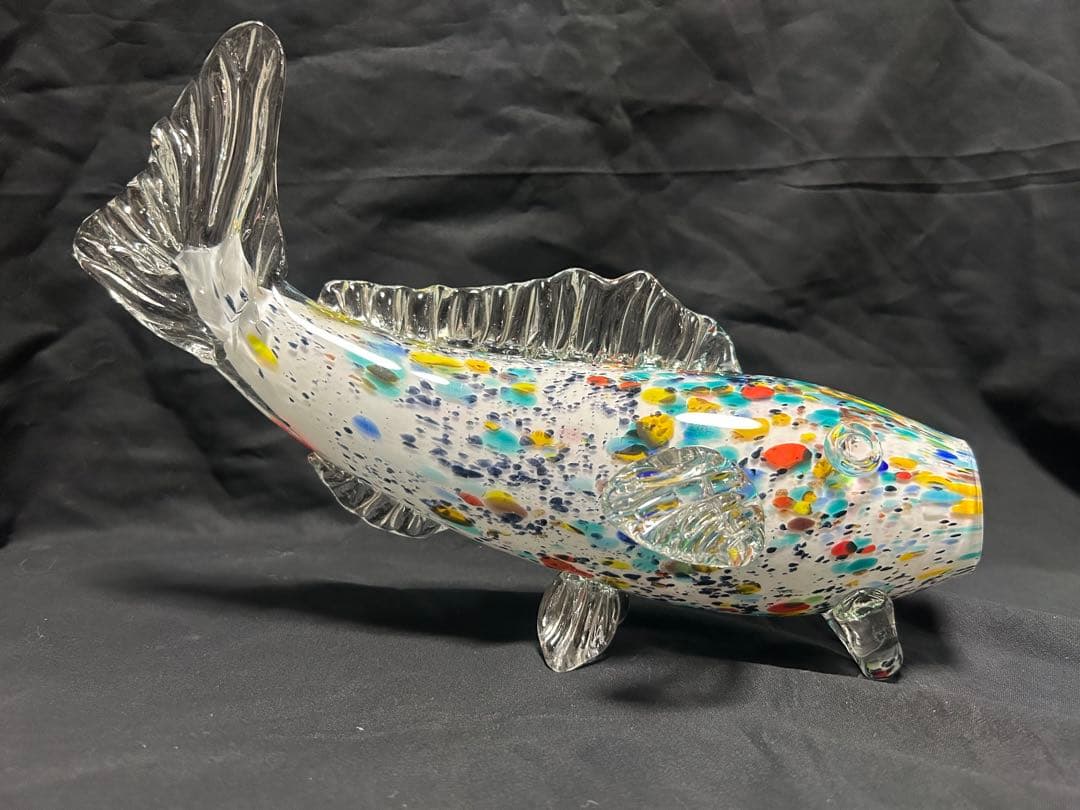昭和レトロ　カラフルガラス花瓶　魚　鯉　約40cm