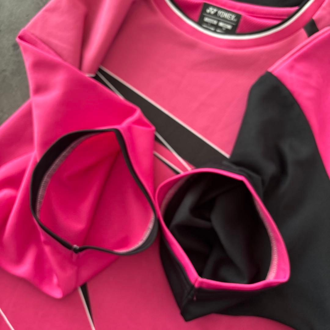 \美品/ YONEX ピンク ゲームシャツ Oサイズ