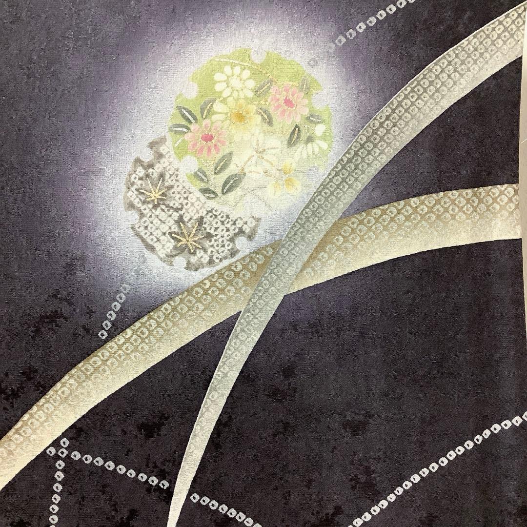【惣次郎】おすすめ！人気の単衣！正絹訪問着〜焦茶色地に芝・雪輪〜
