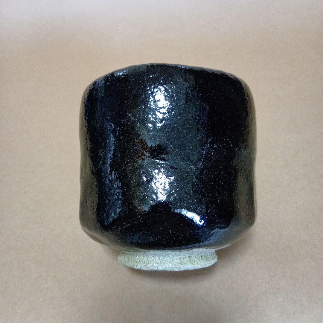 茶道具　黒楽筒茶碗 まく釉