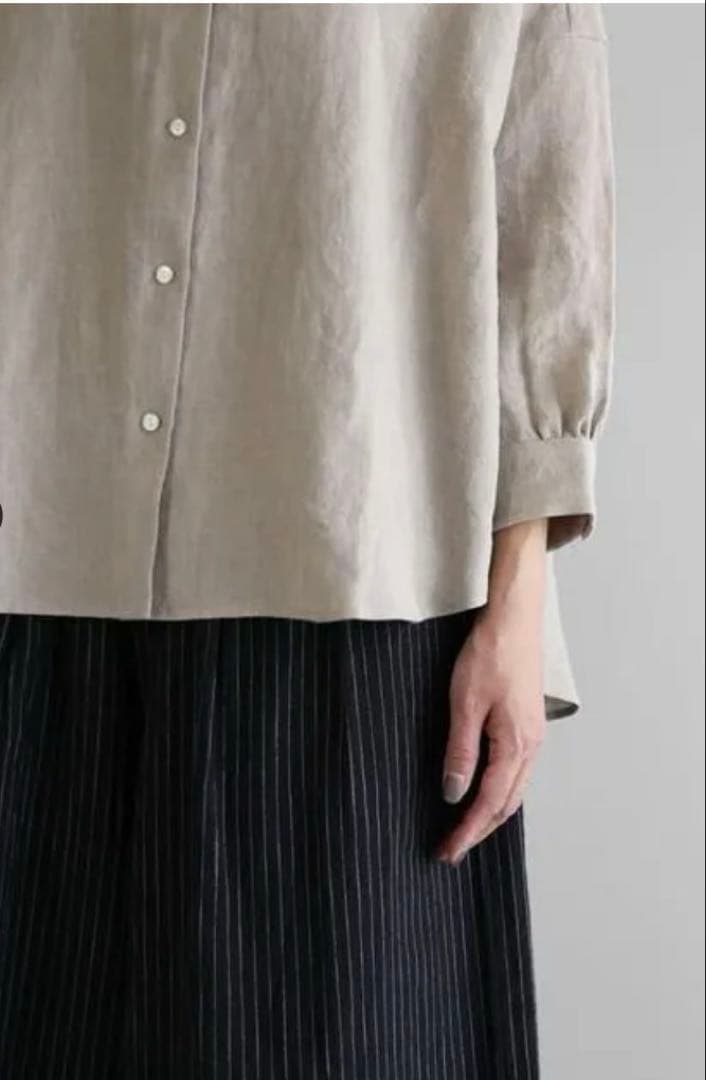 HUIS 8分袖オールドレピアリネンワイドブラウス きなり レディス U108