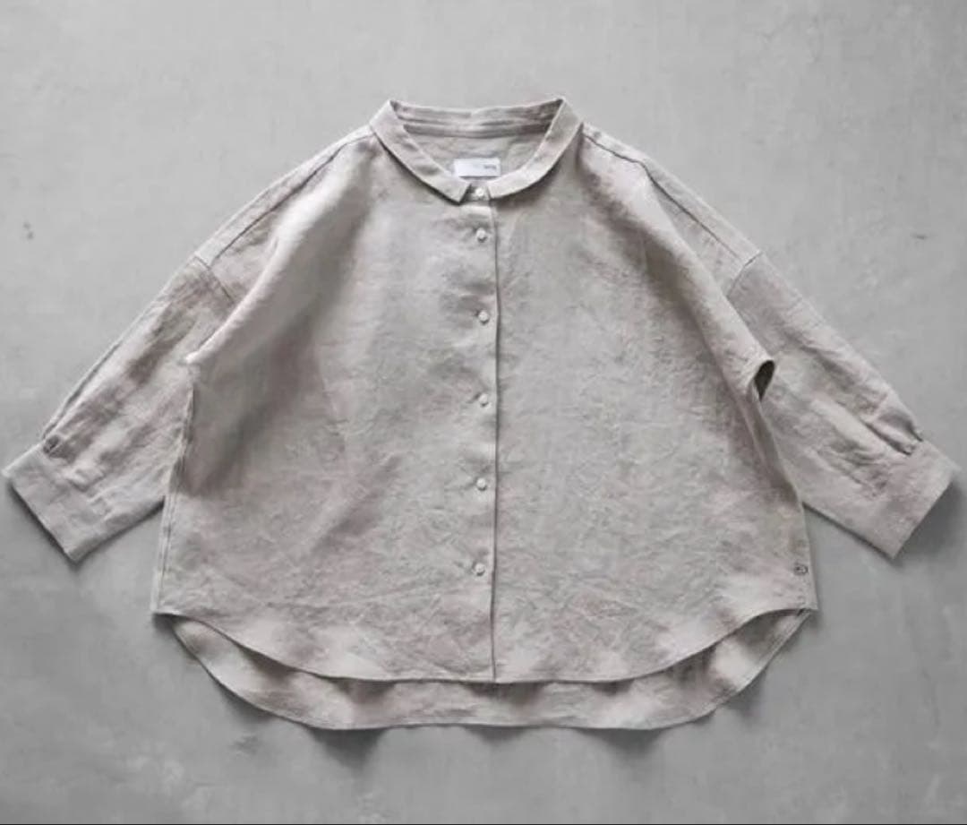 HUIS 8分袖オールドレピアリネンワイドブラウス きなり レディス U108