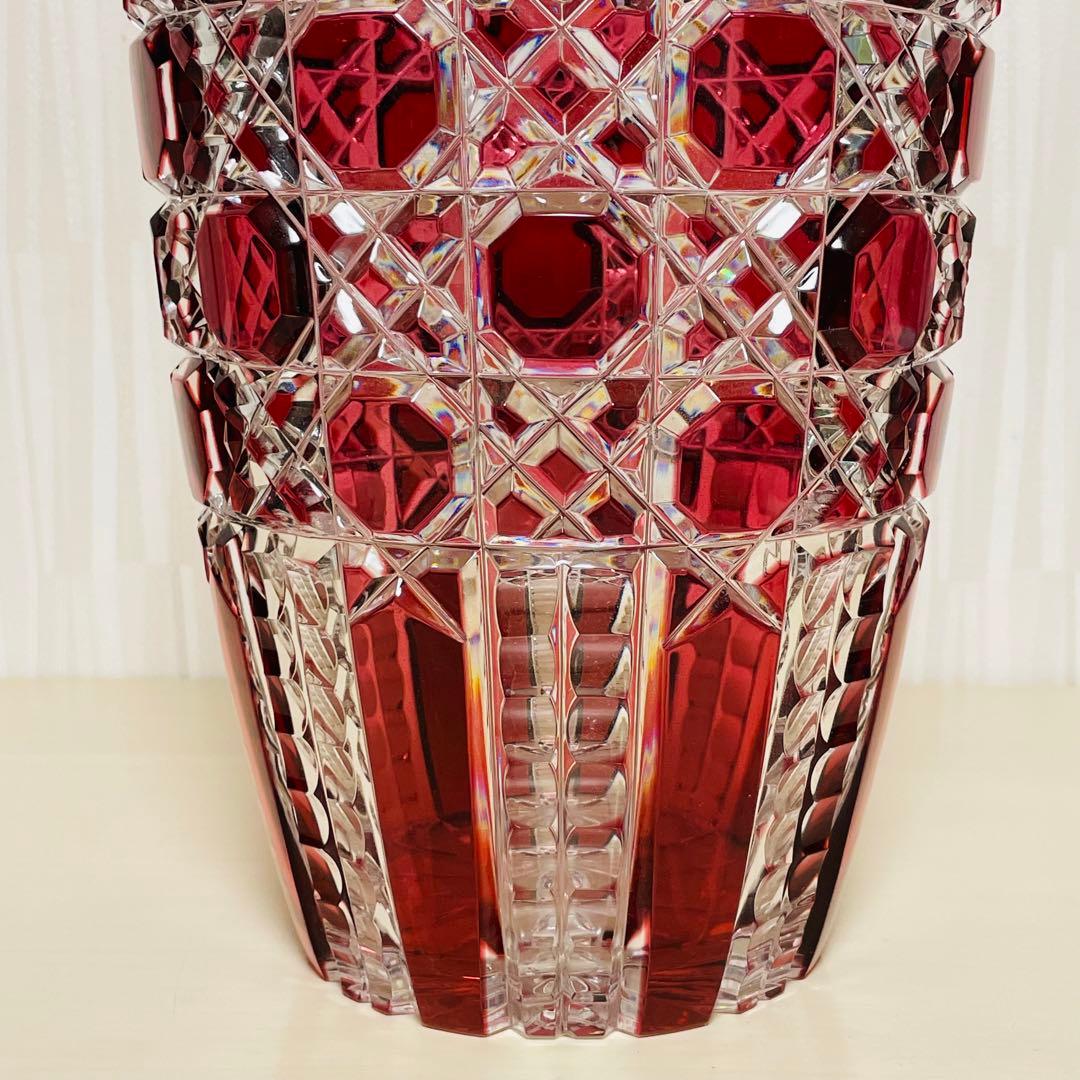 未使用 大型 ボヘミアクリスタル チェコ製 花瓶 フラワーベース