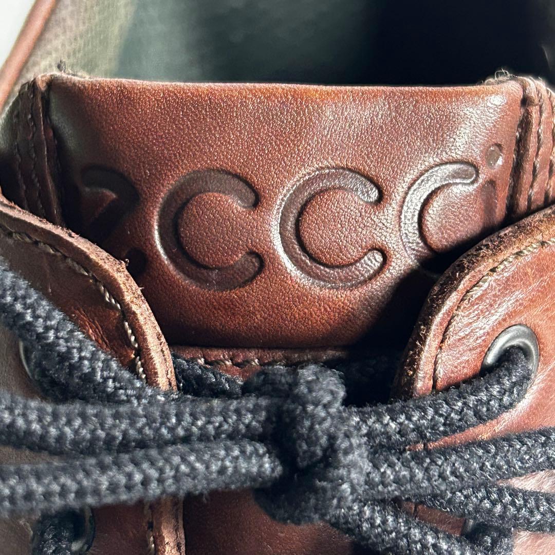 極美品 ECCO 日本製 ゴアテックス モックトゥシューズ ブラウン 防水 革靴