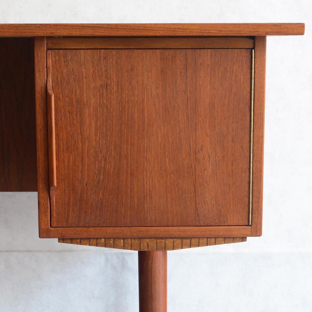 デンマーク 北欧ヴィンテージ チーク デスク 鍵付 北欧家具 机 北欧デザイン