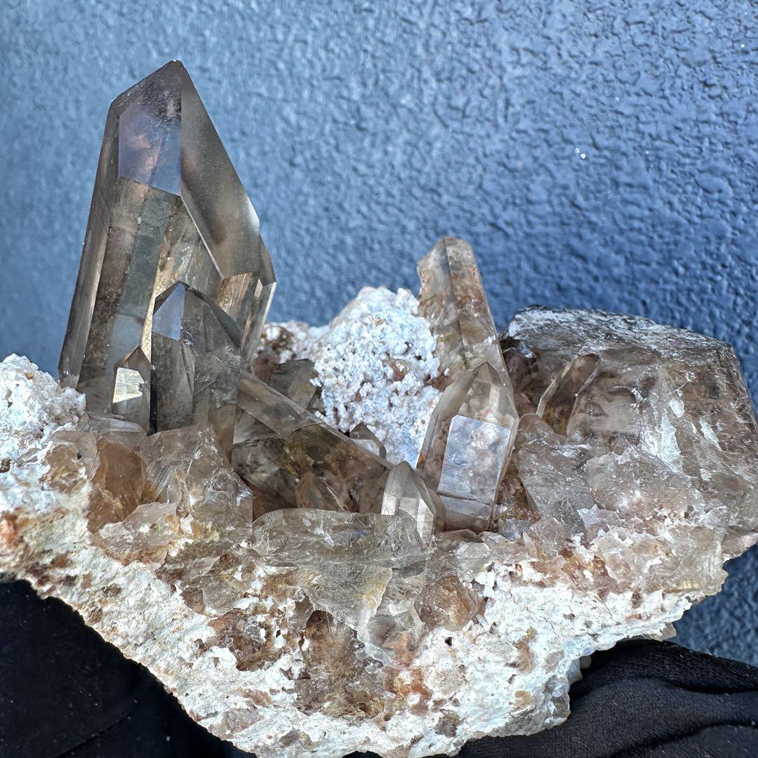 【金運☆魔除】高透明度☆高品質スモーキークォーツクラスター天然石 原石A1450