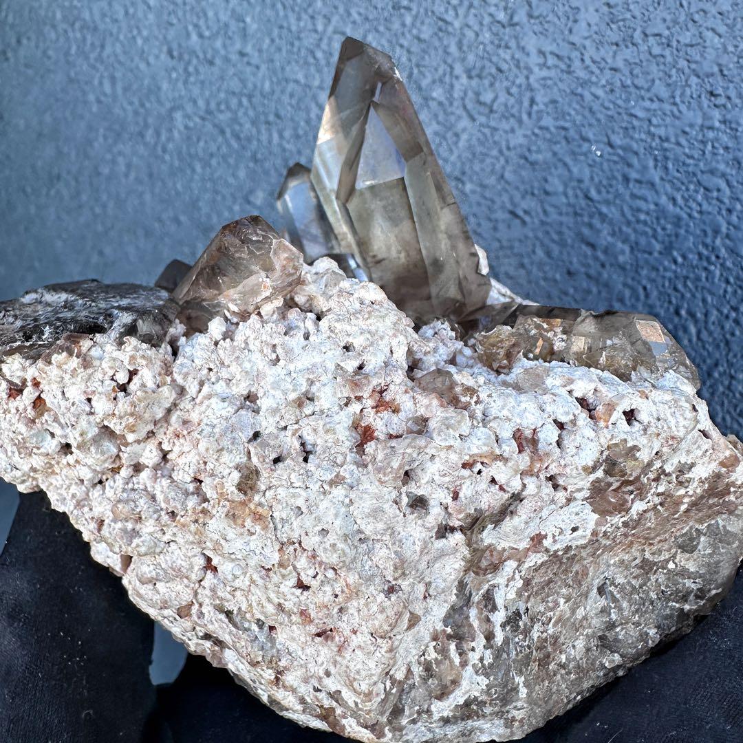 【金運☆魔除】高透明度☆高品質スモーキークォーツクラスター天然石 原石A1450