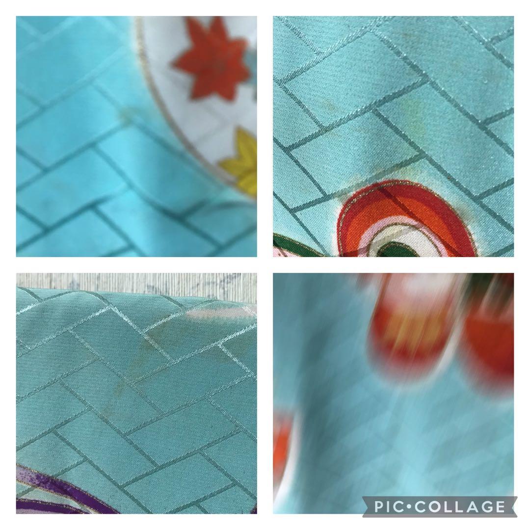 七五三7歳着物セット　アンティーク　正絹　水色　蝶々❤️