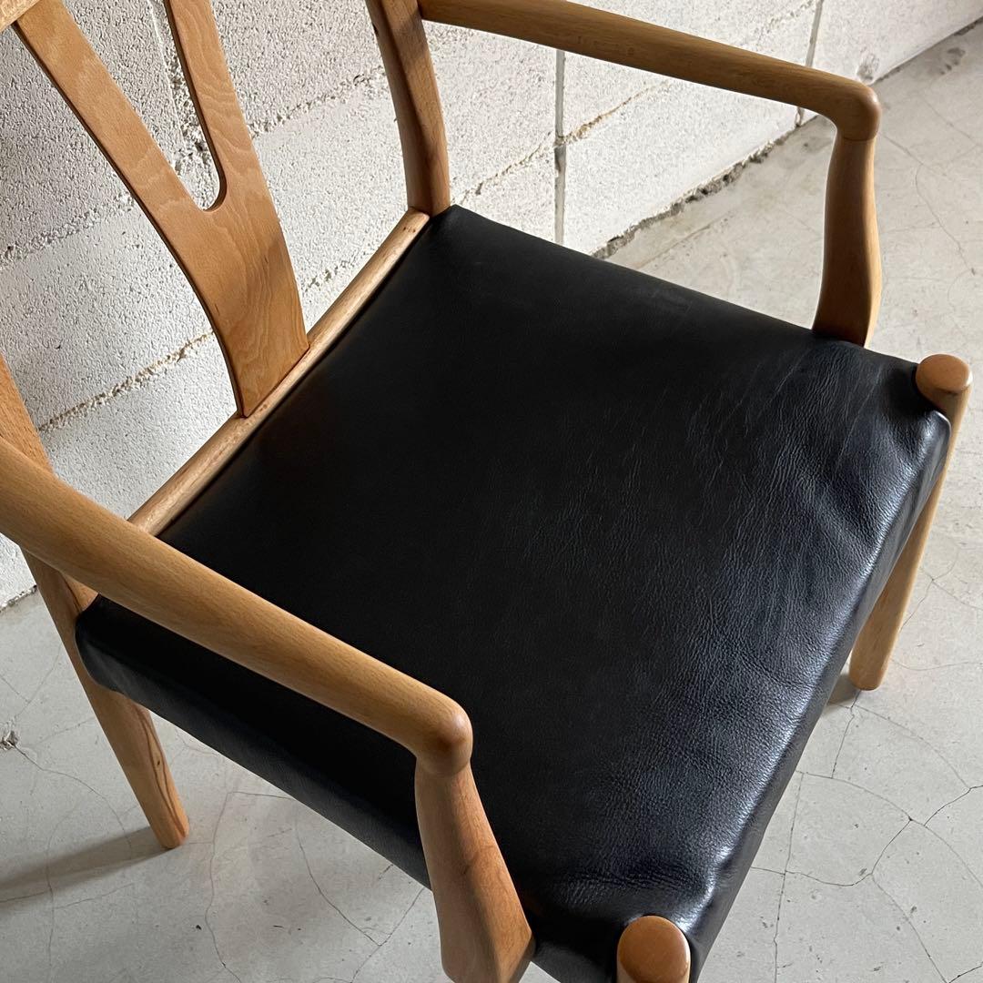 ビンテージ　本革レザー　アームチェア　ダイニングチェア