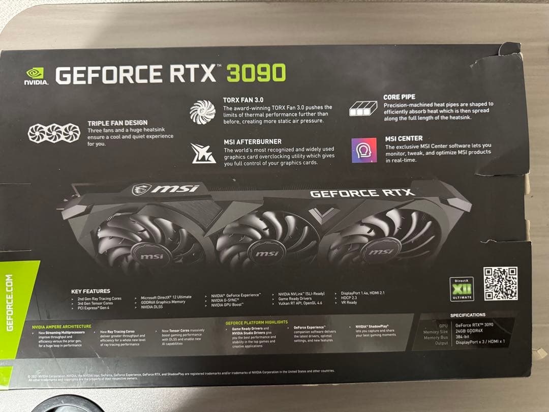 グラフィックボード・グラボ・ビデオカード MSI GeForce RTX 3090 VENTUS 3X 24G OC