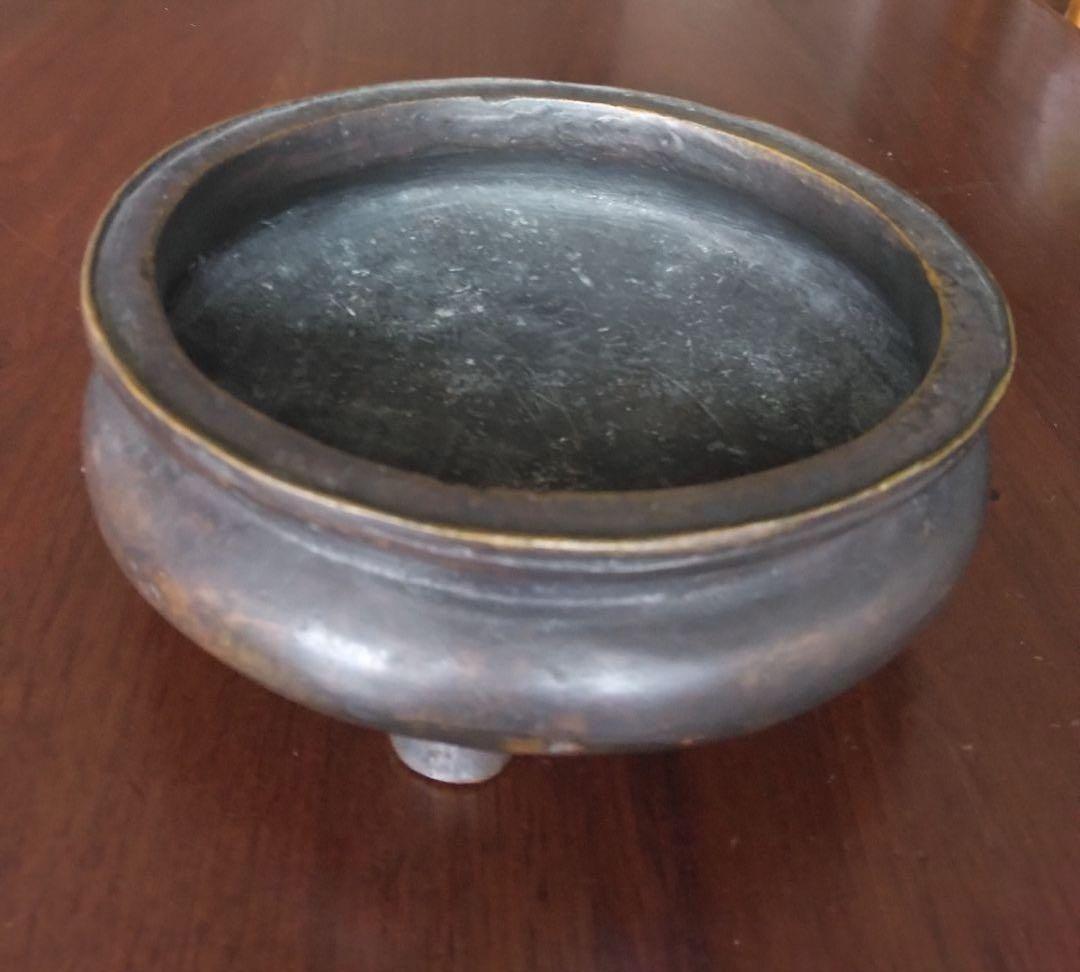 中国骨董品「家藏珍寳」3足炉　アンティーク