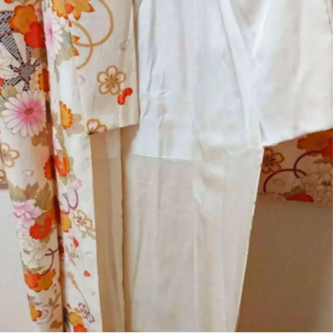 【2回着用】振袖◆8点セット◆成人式◆卒業式など クリーム色 花柄