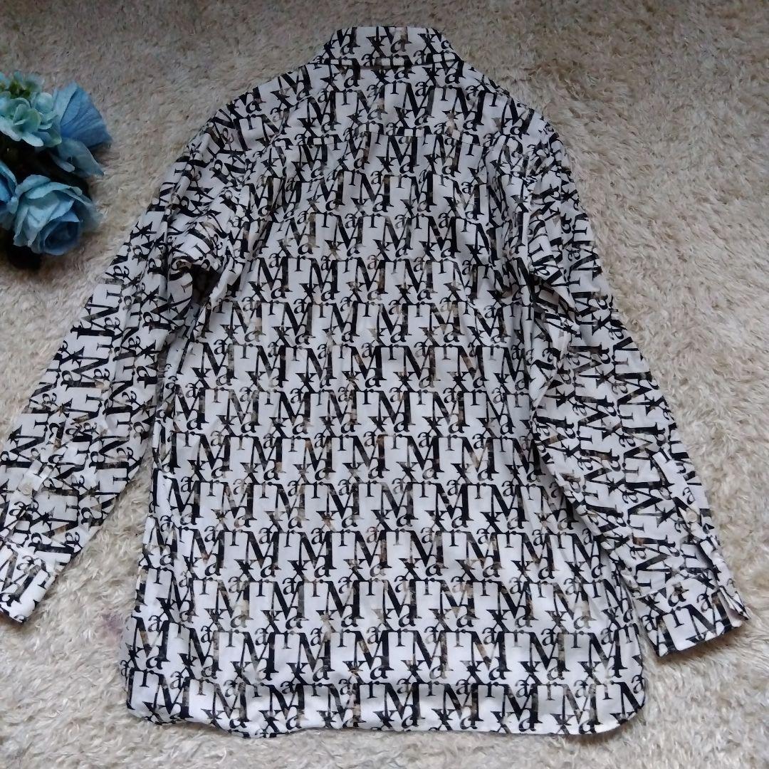 素敵♡マックスマーラ　Max Mara　総柄　シャツ　銀タグ　高級　ホワイト