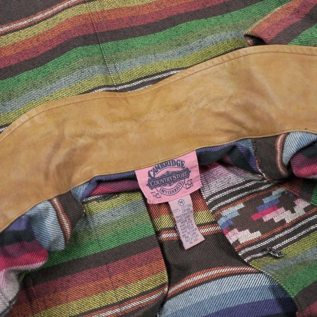 ビンテージ ネイティブ メキシカン ラグ ジャケット カバーオール レザー 古着