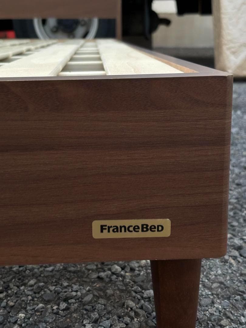 ①フランスベッド LED照明 シングルベッド ウォルナット