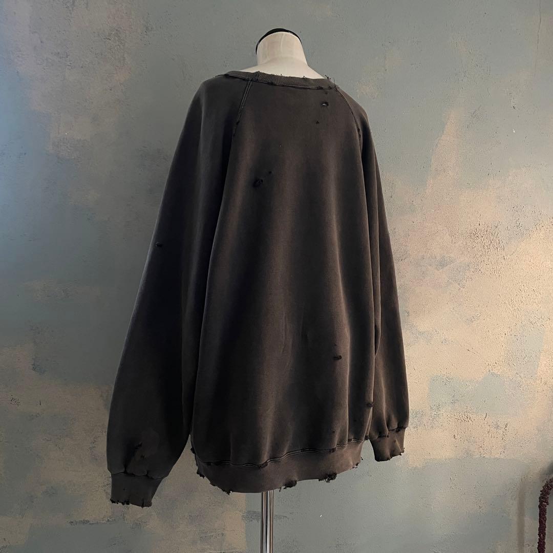 80's 万国旗タグ“adidas”墨黒“USA製”boro sweat