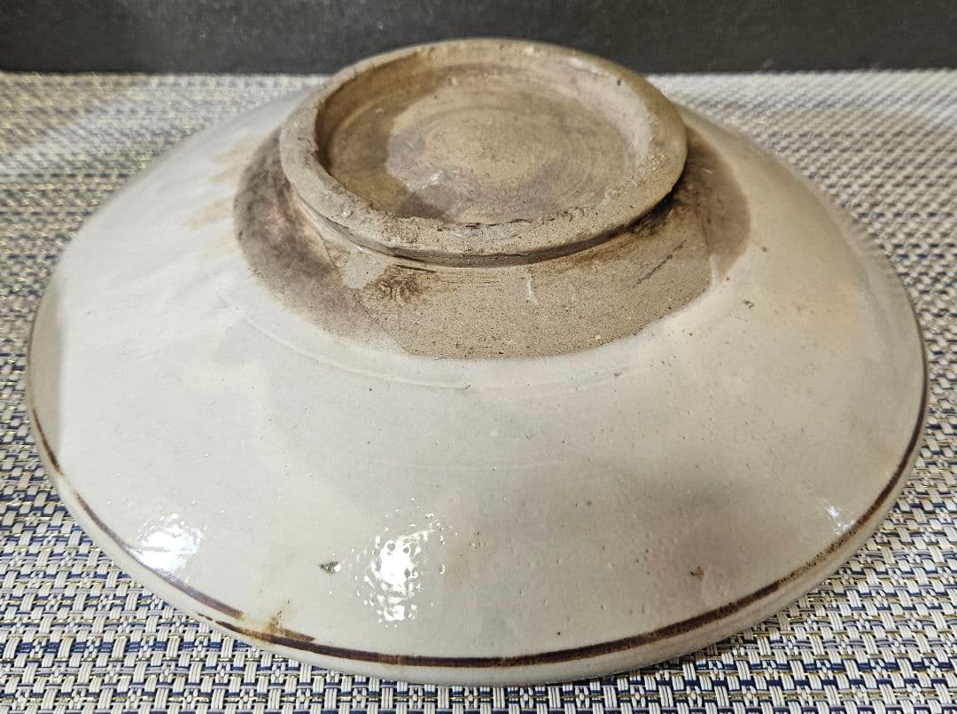 中国古陶磁　韓国古陶磁　明代　磁州窯系　李朝系　鉄絵　鳥と木実図　23.3cm皿