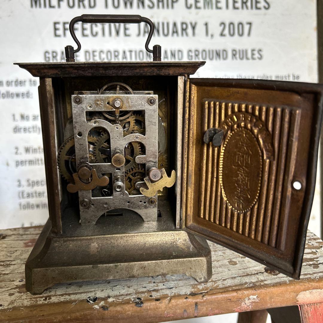 【ジャンク】JUNGHANS 真鍮 アンティーク 置き時計 ゼンマイ式