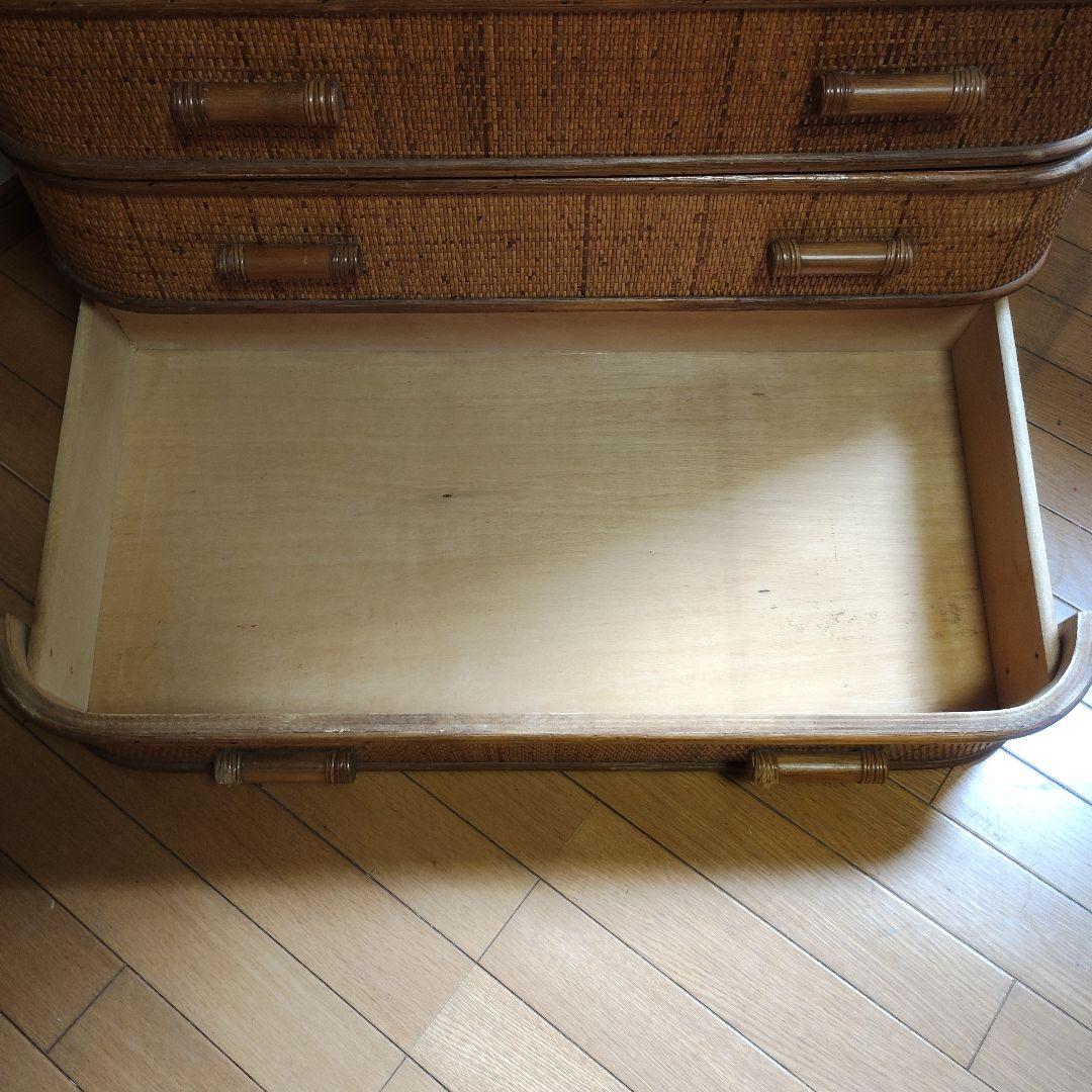 ラタン5段チェスト 洋タンス 籐タンス【昭和レトロ】