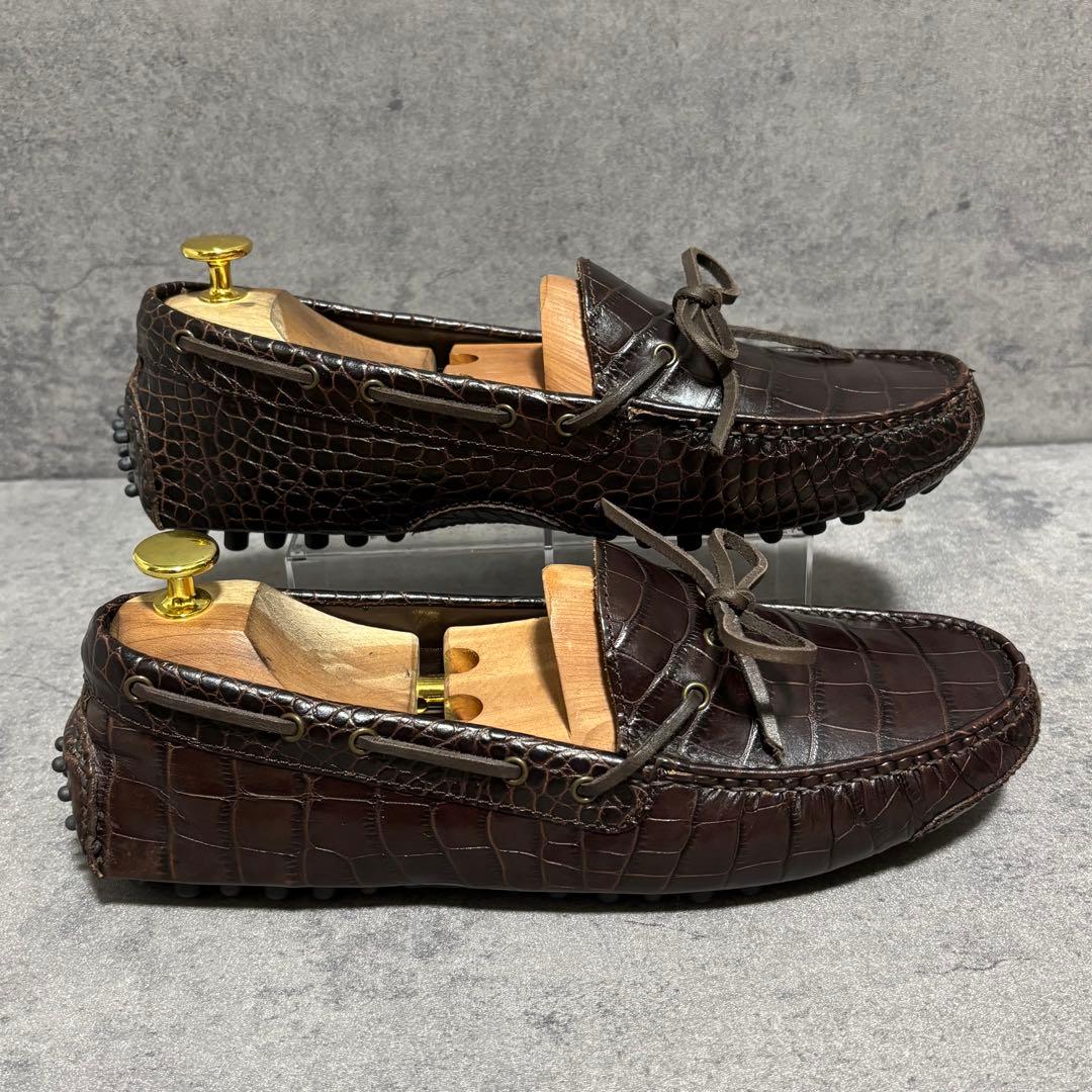 極美品　コールハーン　ドライビングシューズ クロコ型押し　ブラウン　1997