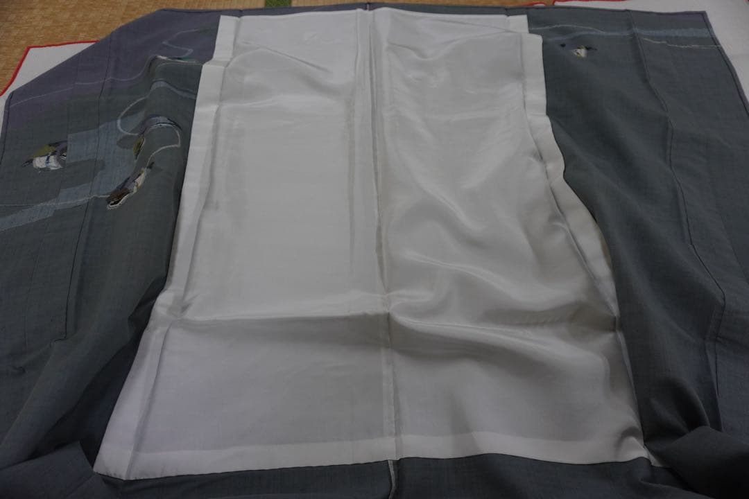 b*r様 オシドリ柄紬の付下げ（単衣仕立て）