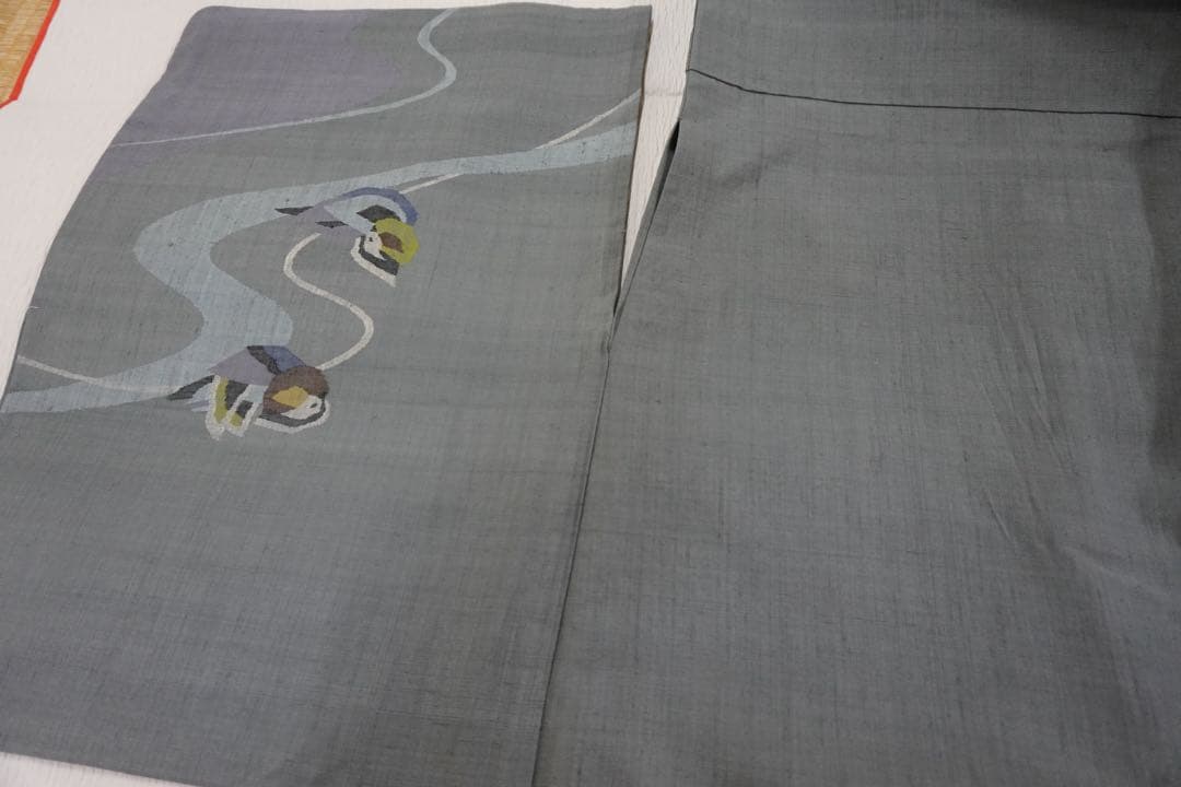 b*r様 オシドリ柄紬の付下げ（単衣仕立て）