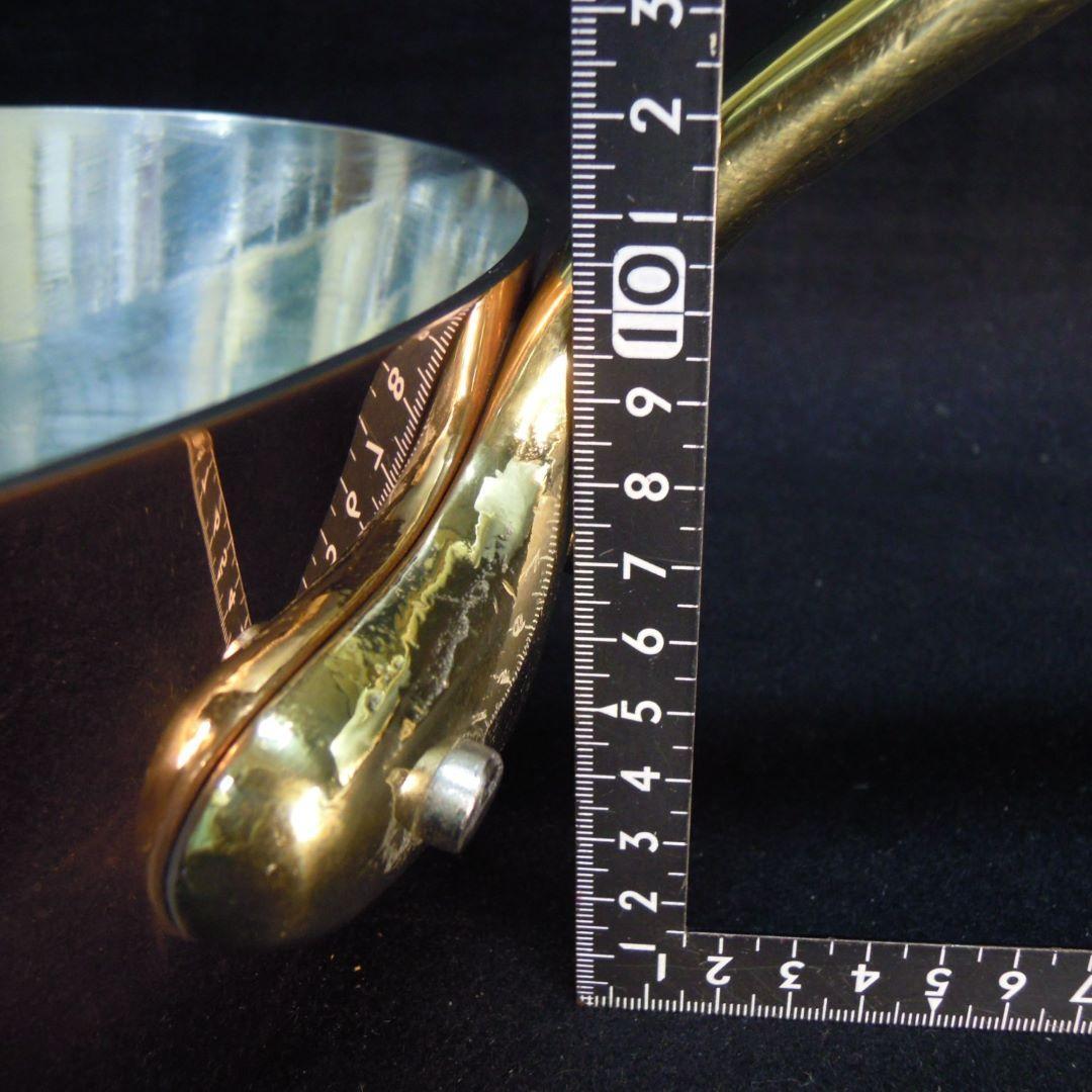 銅鍋 極厚3mm 径30cm 重量5kg テーパー型真鍮柄 和田助製作所 未使用