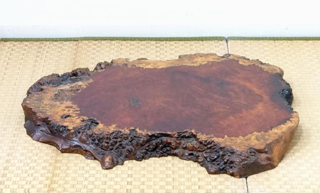 厚さ4.5cm 唐木 花梨 瘤木 輪切り 無垢 一枚板 玉杢 葡萄杢 花台