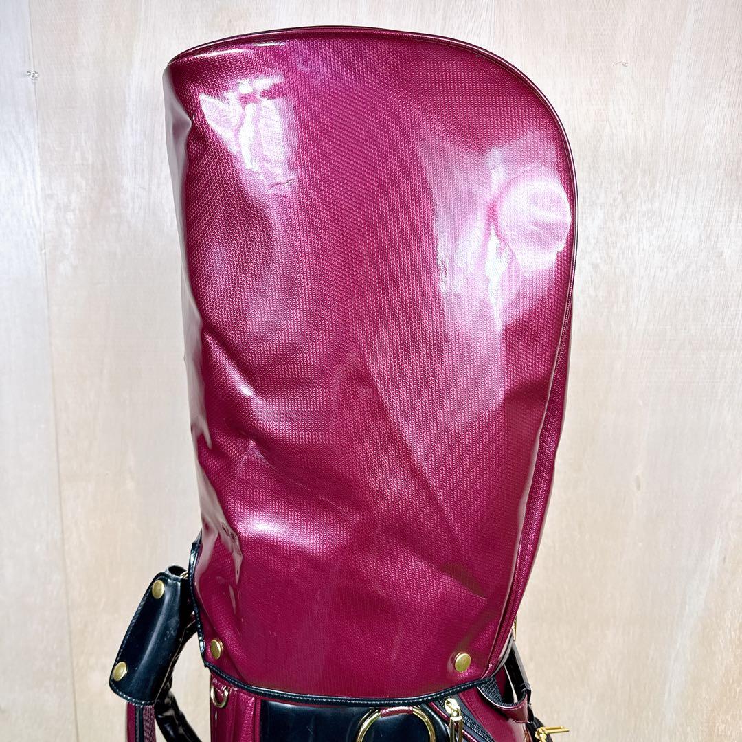 MAJESTY　キャディバッグ　カート式　エナメル素材　ワインレッド系　5分割