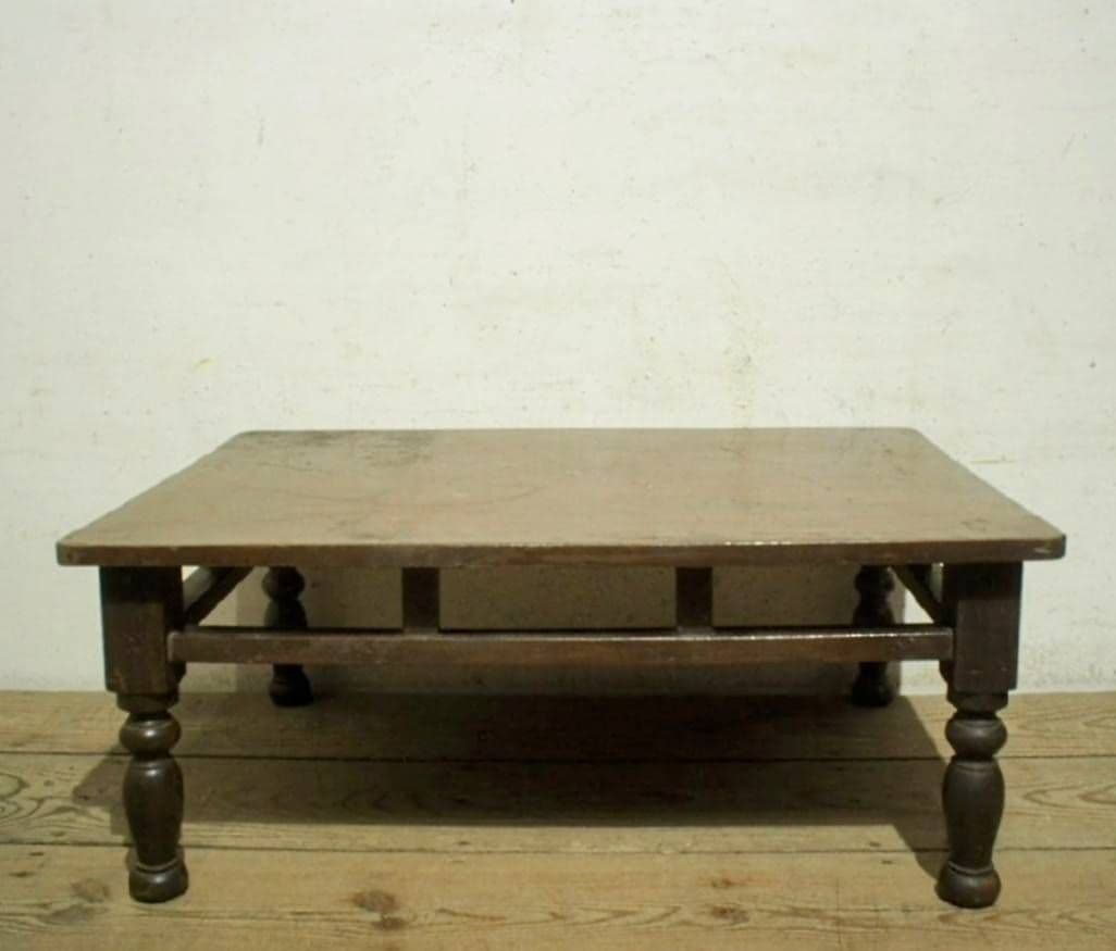 1018 アンティーク　ろくろ脚　文机　ローテーブル　座卓 轆轤　レトロ　古家具