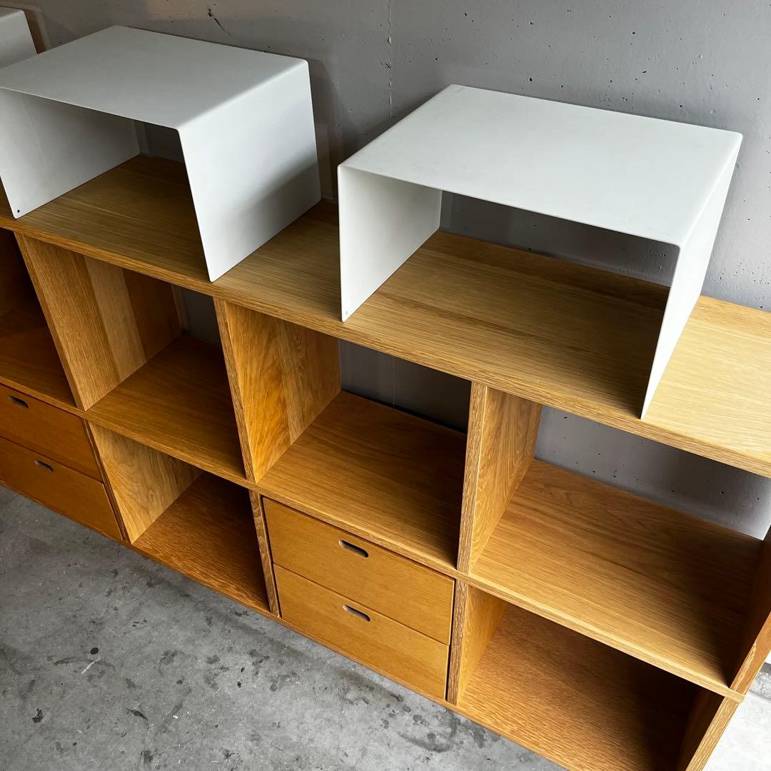 Hawk★無印スタッキングシェルフセット・５段×３列オーク材 チェスト他付