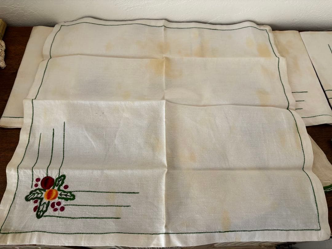フランス　蚤の市　刺繍　ナプキン　クロス　まとめ売り