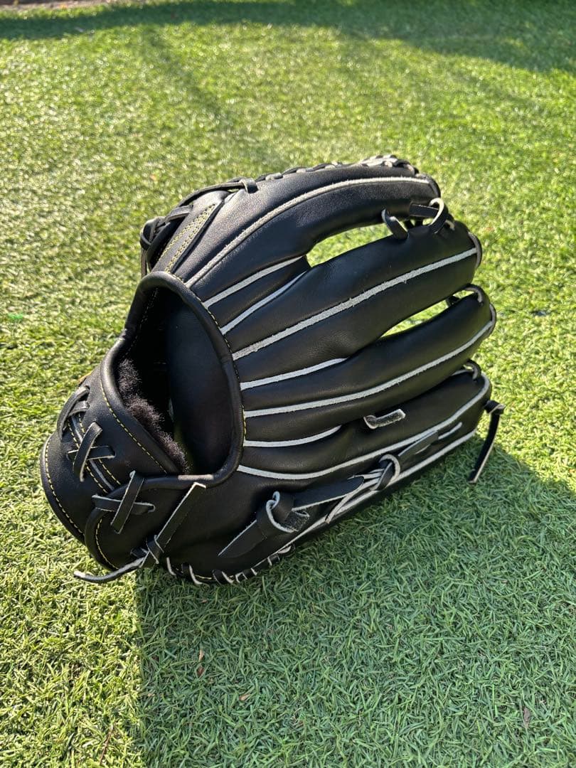 ミズノプロ硬式グローブ 左外野手用　黒 レザー　高校野球対応