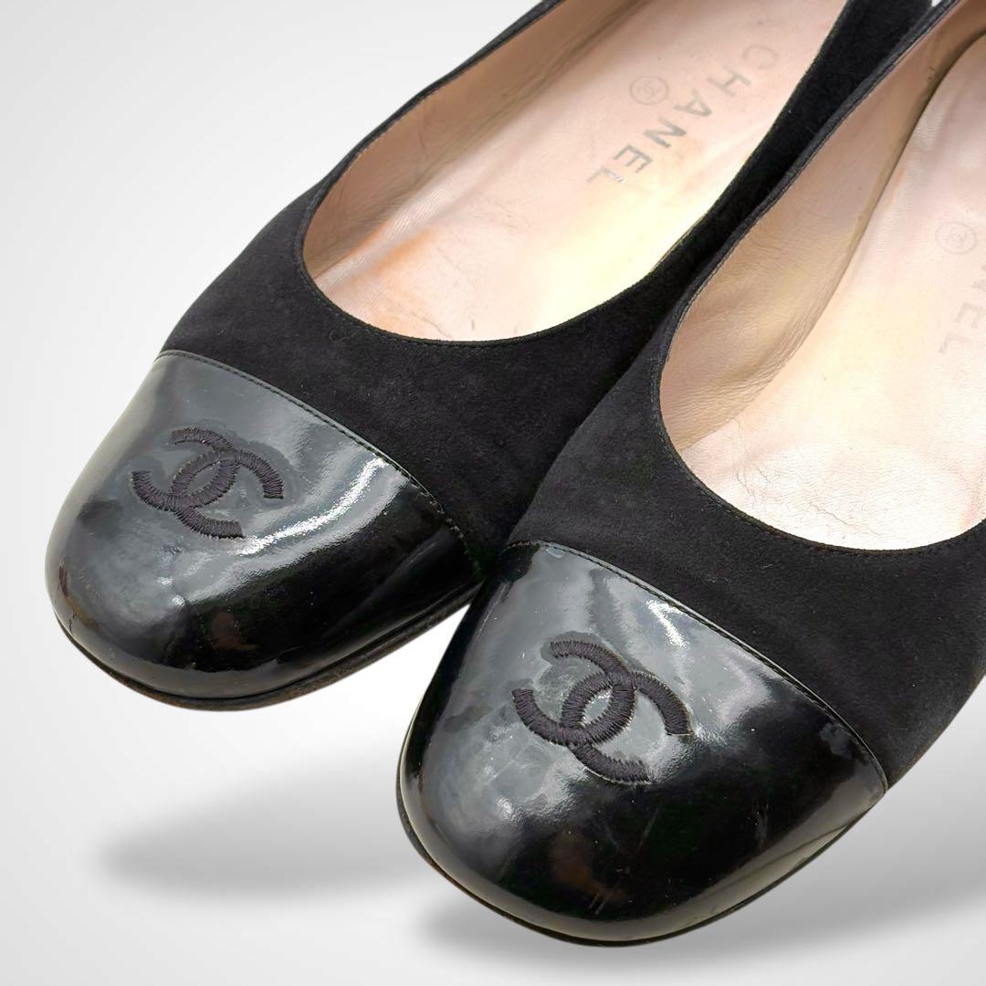CHANEL シャネル ココマーク フラットシューズ パンプス 黒 イタリア製