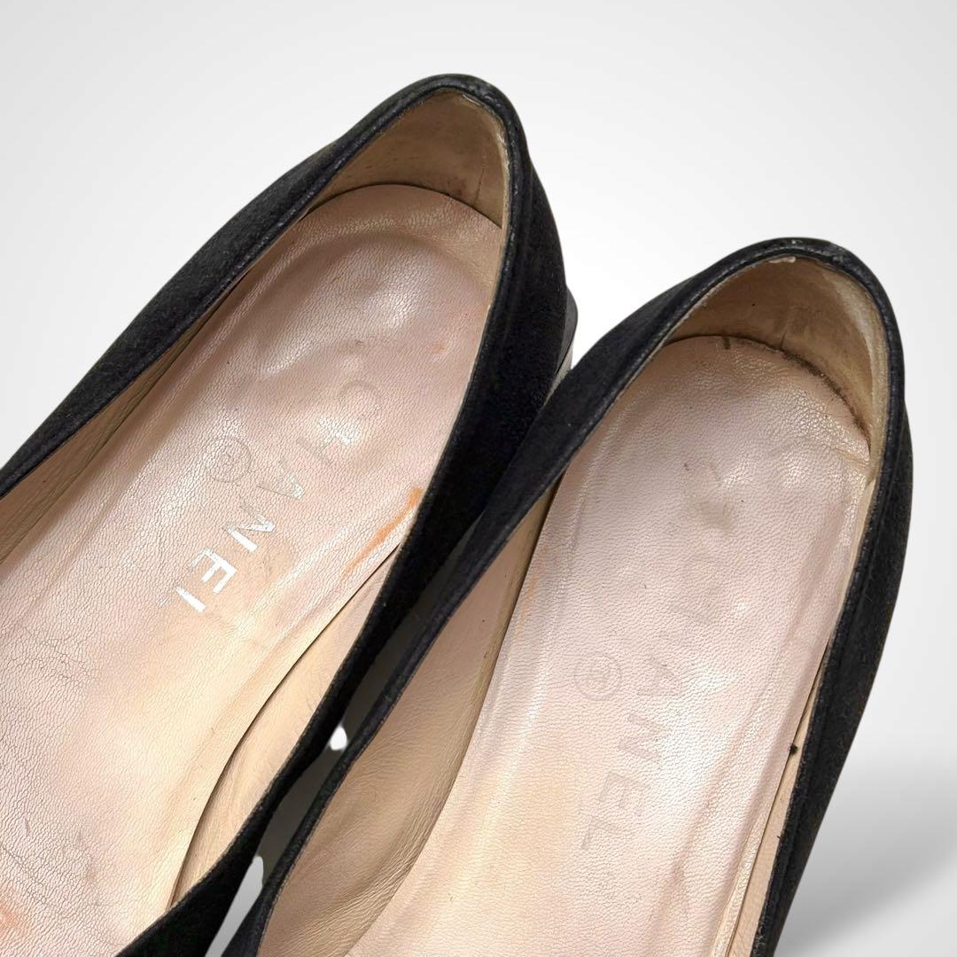 CHANEL シャネル ココマーク フラットシューズ パンプス 黒 イタリア製