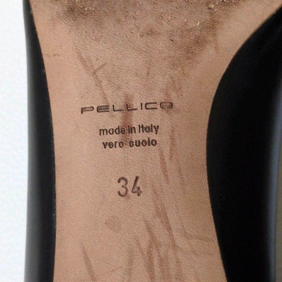 美品 ペリーコ アネッリ ヒール ポインテッドトゥ 34 21cm レザー