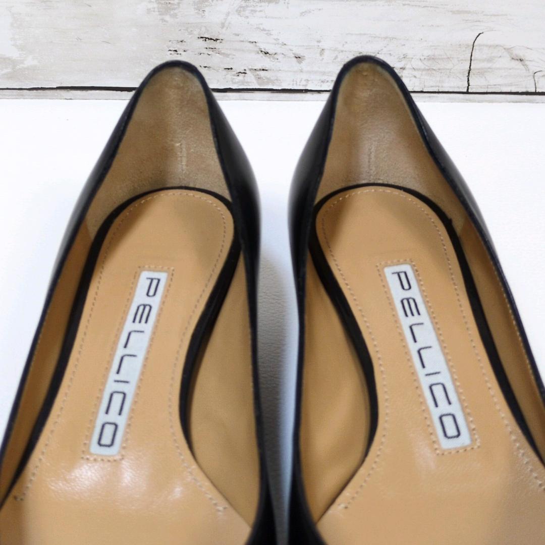 美品 ペリーコ アネッリ ヒール ポインテッドトゥ 34 21cm レザー