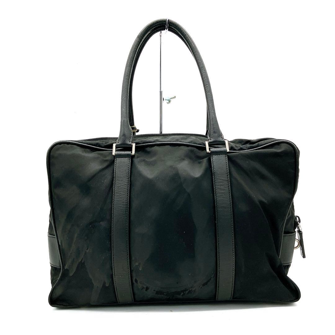【PRADA】ブリーフケース　ナイロン　ブラック　シルバー金具　A4 三角ロゴ
