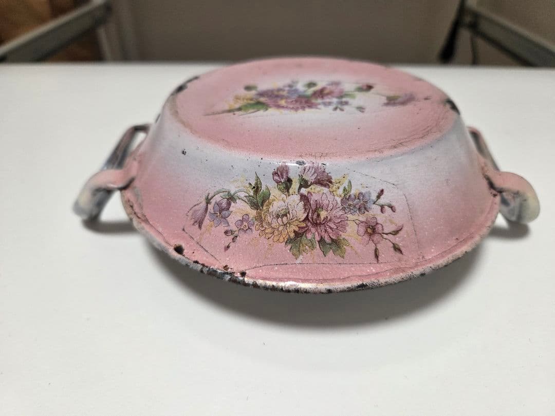 アンティーク花柄ホーロー鍋セット