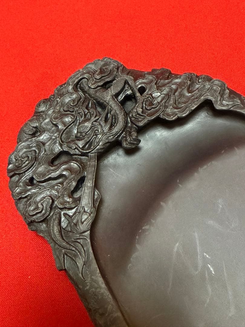 未使用 ★☆ 硯 端溪硯 箱付 雲龍鳳硯 端渓 彫硯 書道 書道具 中国