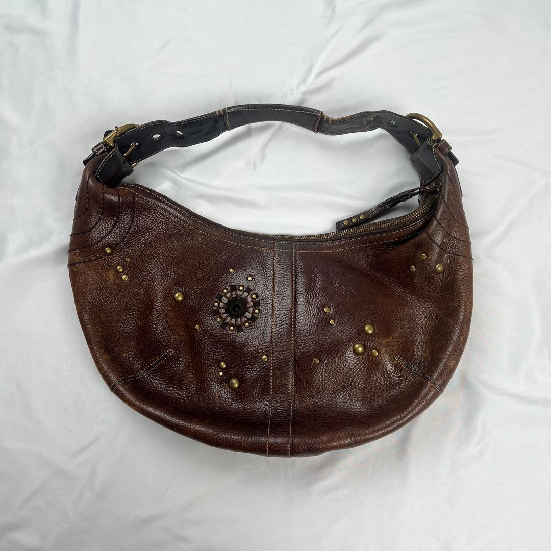 バッグ COACH SOHO studs one shoulder bag brown
