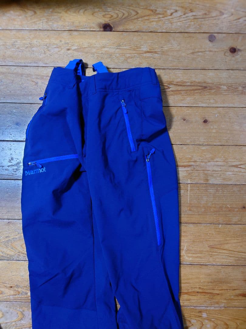 Marmot サスペンダー付きスキーパンツ青