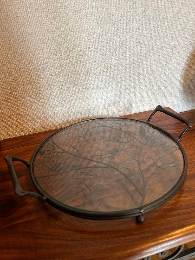 アイアントレイ　ガラスフラットトレイ