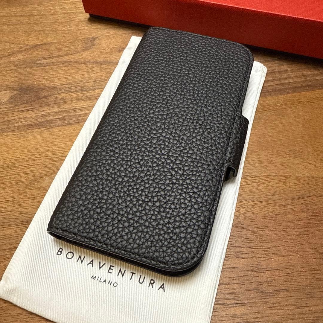 ボナベンチュラiPhone16Proケース　手帳型　ブラック