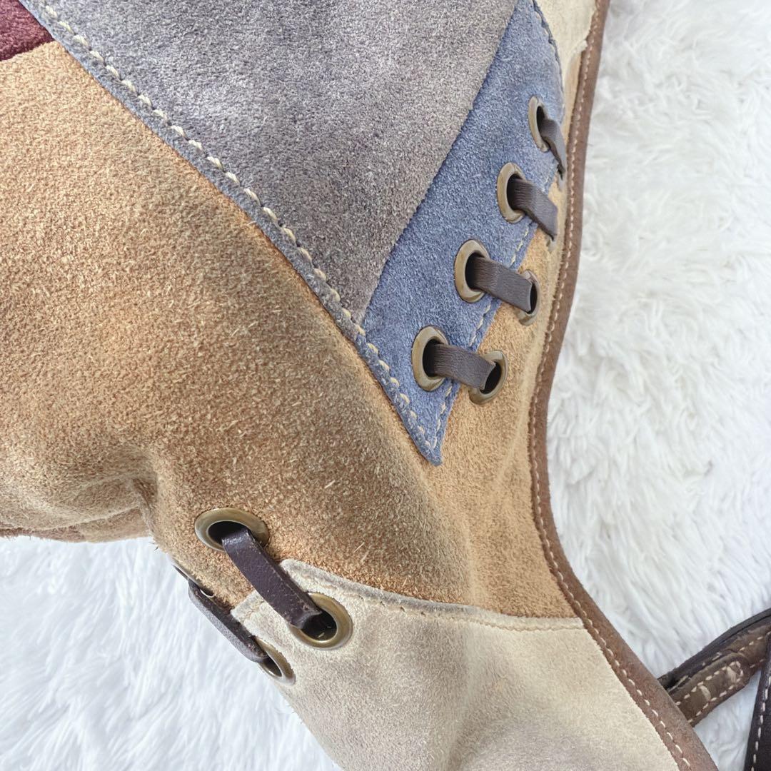 希少✨ COACH スエード レザー パッチワーク ショルダー バッグ 肩掛け